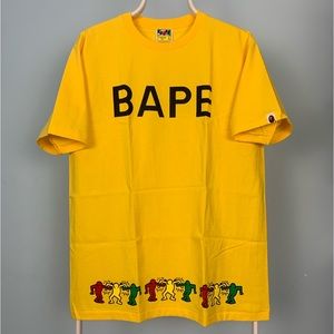 Bape Keith Haring Figure Tee Yellow Large A Bathing Ape Art Shirt Brand New